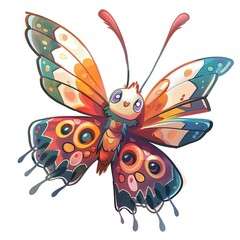 Butterfly Gratitude emotion fantasy animal cartoon isolated whitebackground