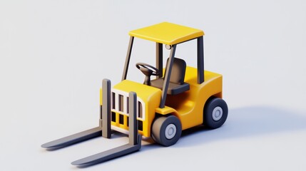 3D Rendering of Yellow Forklift on White Background for Industrial Design Visualization