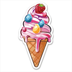 Hand Drawn Doodled Element - Ice Cream Desserts Bonus Pack. Cone thin line Icon set - editable stroke