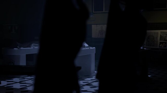 Morgue, three dead bodies ready for autopsy