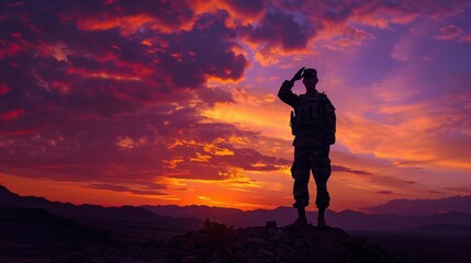 Obraz premium The Soldier at Sunset