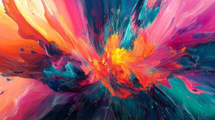 Vibrant Abstract Expression, a dynamic display of multicolor splashes creating a modern, futuristic pattern, perfect for innovative graphic design projects.