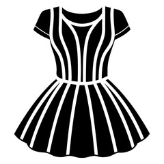    Mini Dress silhouette Vector  with a white background