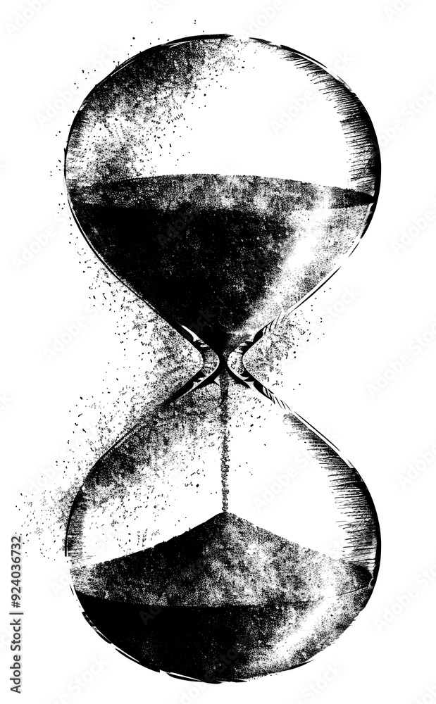 Poster PNG  Abstract monochrome hourglass illustration