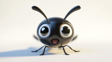 Obraz premium Close-Up of a Cute Cartoon Ant with Big Eyes on Light Background