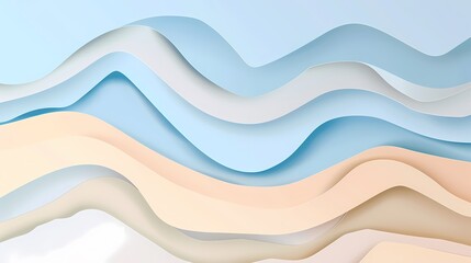 Obraz premium Abstract wavy design in soft colors, creating a serene and modern aesthetic.