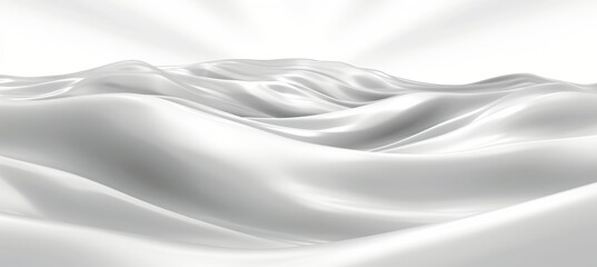 Fototapeta premium White satin fabric, silk background, cloth, wave, abstract smooth, luxury texture, 3D render.