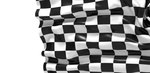 The checkered flag waves in the wind a symbol of victory and the finish line