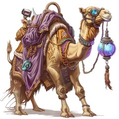 Obraz premium Camel Summoner Occupation fantasy animal cartoon isolated whitebackground