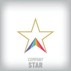 Modern logo set of colorful upward arrow inside unique star. Target, company and growth icon. vector