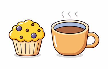 Coffee cup and muffin stock illustration
