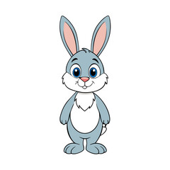 Cute Rabbit Vector Illustration - No Shadow | SVG Files | Cricut Cut Files | Vector Clipart & T-Shirt Graphics