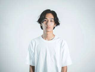 Obraz premium 男, 男性, モデル, シャツ, Tシャツ, 白, 白いシャツ, ファッション, man, male, model, shirt, t-shirt, white, white shirt, fashion