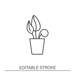 Plant line icon. Home gardening. Interior decor. Beautiful home plant in pot. Houseplant care concept.Isolated vector illustration.Editable stroke