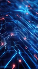 Obraz premium A futuristic 2D loop of interconnected glowing circuits and data streams, representing advanced technology and innovation, ideal for tech-related backgrounds