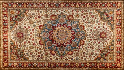 Fototapeta premium Intricately woven Persian carpet with colorful designs, Persian, carpet, rug, traditional, oriental, handmade, vintage