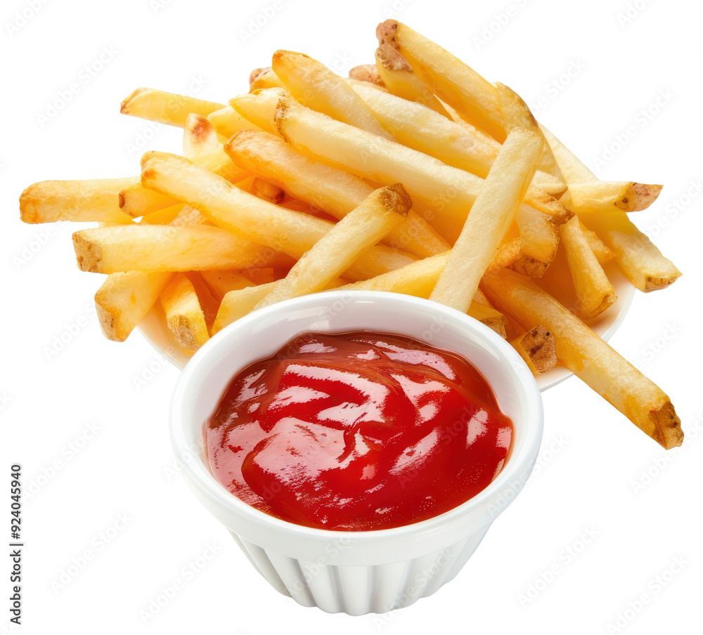 Poster png crispy fries with tomato ketchup