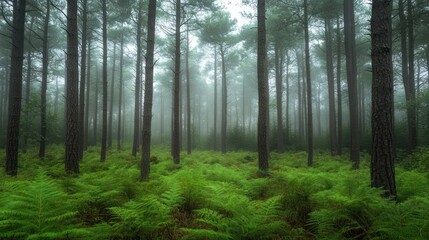 Fototapeta premium Mystical Foggy Forest