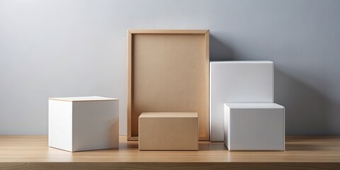 Simple box display mockup with customizable design options for branding and product showcasing, packaging, box, display