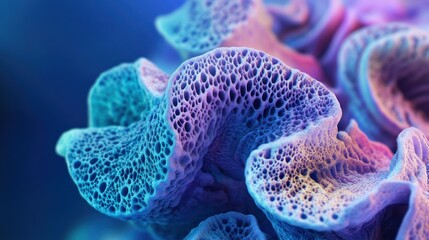 Close-up of a Porous, Blue and Purple Organic Structure