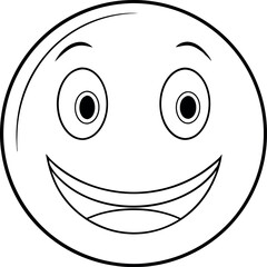 Simple Smiling Face Emoji Line Art Drawing Illustration