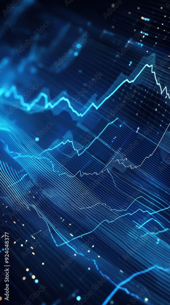 Poster animated 3d background featuring layers of transparent financial graphs and data visualizations, mov