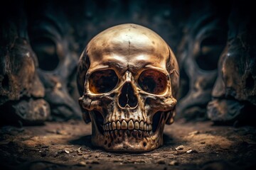 Skull and scary scene for Halloween