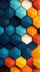 Obraz premium Geometric pattern with hexagons and triangles in vibrant colors, harmonically paced for A 2D animation, ideal as a modern digital wallpaper