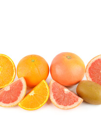 Set of fruits isolated on a white. Free space for text.