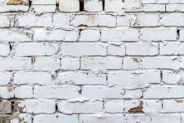 Fototapeta premium White painted old brick Wall panoramic background , ai