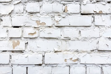 Fototapeta premium White painted old brick Wall panoramic background , ai