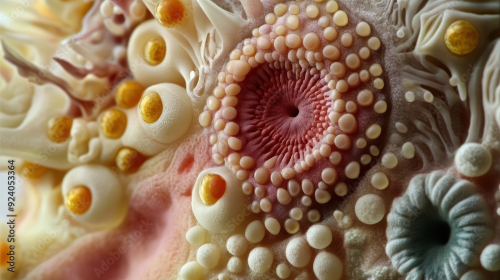 Poster Abstract Close-up of a Biological Structure with Circular and Spherical Elements