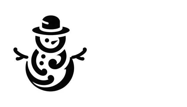 recommend clip art: Minimalist snowman logo silhouette on white background