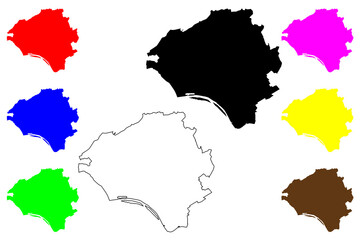 Wiesbaden City (Federal Republic of Germany, Hesse) map vector illustration, scribble sketch City of Wiesbaden map