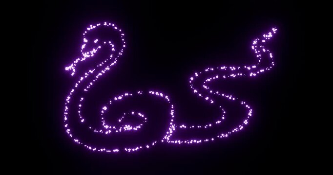 Snake constellation rotating on black background, purple and blue gradient