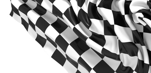 The checkered flag waves in the wind a symbol of victory and the finish line