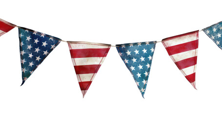 Obraz premium PNG Patriotic bunting with American flag, transparent background