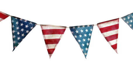 PNG Patriotic bunting with American flag, transparent background