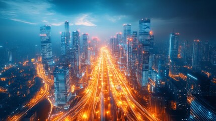 Futuristic Urban Planning with Smart Tech: Urban areas planned and developed with integrated smart technology for better living.