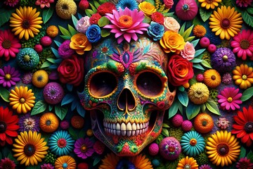 Traditional Calavera (Sugar Skull) for Dia de Los Muertos (Day of the Dead) a Mexican holiday.