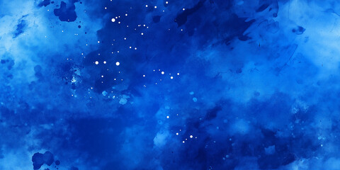 Fototapeta premium Deep blue abstract watercolor with white splashes creates a bold and dramatic seamless pattern.