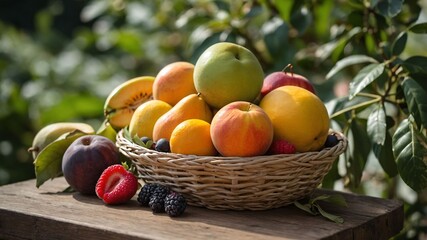 Organic fruits. Healthy eating concept. Fruit in a basket
