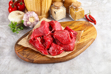 Sliced raw beef meat for cooking