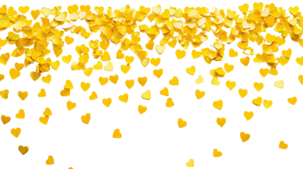 Yellow heart confetti transparent background