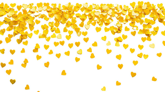 Yellow heart confetti transparent background