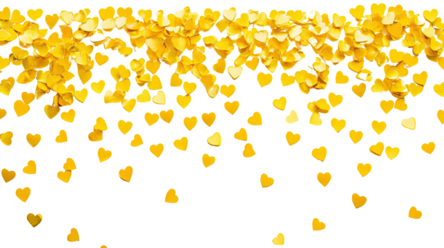 Yellow heart confetti transparent background - Powered by Adobe