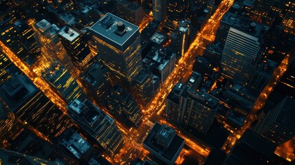 Obraz premium Aerial View of a City at Night