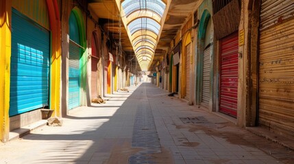 A once-bustling marketplace now deserted, the remnants of forgotten trades and vibrant culture fading into history