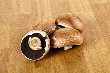 Raw brown champignon for cooking