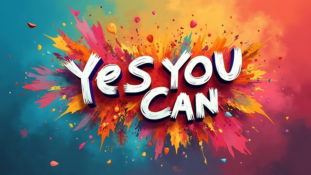 Naklejki Yes You Can (T-shirt Design Motivational Quote, Illustartion,Typography,Banner,Poster)